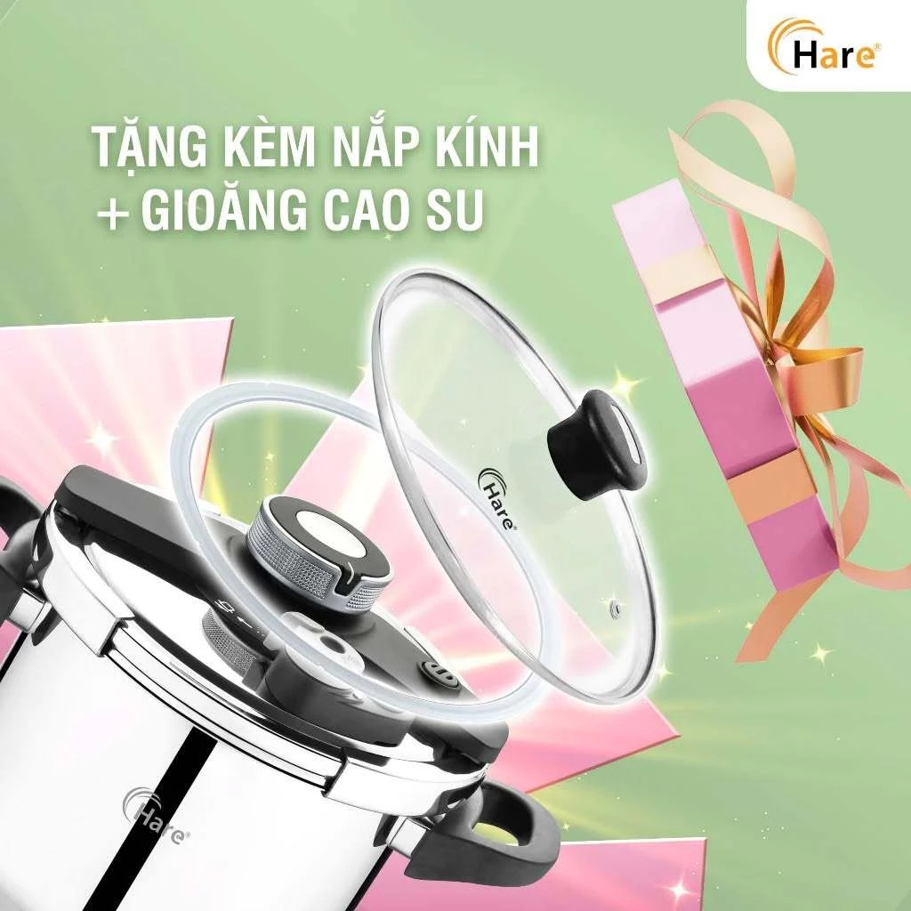 Nồi Áp Suất Inox Hare Cao Cấp 2 Size Đa Năng, Inox 304 Dày Dặn Giữ Nhiệt Tốt An Toàn Khi Nấu - Pretty Kitchen