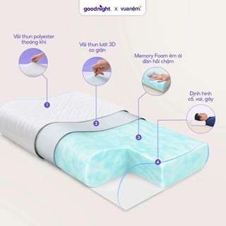 Gối foam vân mây cao cấp Vua Nệm Goodnight Nori 2.0 cho mẹ bầu sau sinh, Gối công thái học giảm đau