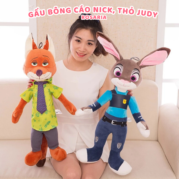 Thú Nhồi Bông Cáo Nick, Thỏ Judy Cute Cosplay, Gấu Bông Cáo Hoạt Hình Dễ Thương, Quà Tặng Người Yêu - GẤU BÔNG XINH ROSA