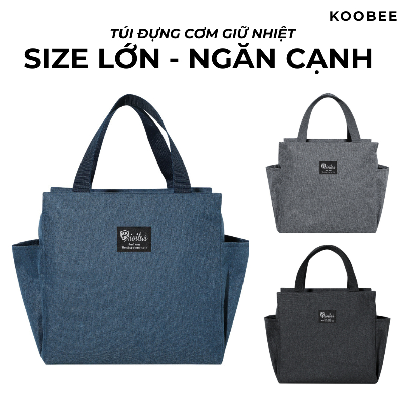 Túi Đựng Cơm Giữ Nhiệt Size Lớn 2 Ngăn Phụ Tiện Lợi – Túi Cơm Văn Phòng Chống Nước, Dung Tích Rộng Tiện Lợi | 378