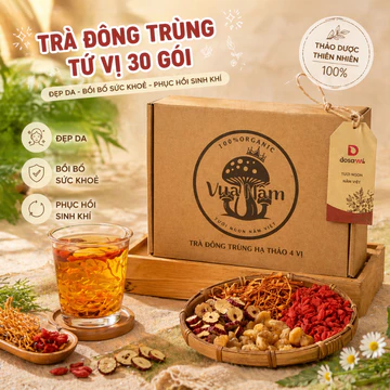 Trà ngủ ngon an thần, dễ ngủ tứ vị: Táo Đỏ, Kỷ Tử, Long Nhãn, Đông Trùng Hộp 30 Gói Trà Thảo Mộc Đông Trùng Tứ Vị