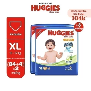 Combo 2 gói Tã quần Huggies Skincare Mega Jumbo XL84+4 - Mẫu mới