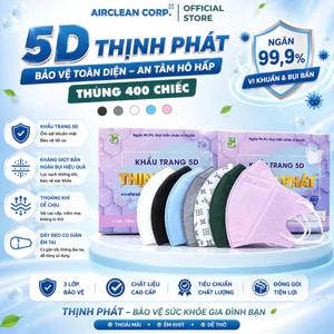 Khẩu Trang 5D Thịnh Phát- Thùng 400 Chiếc 3 Lớp Kháng Khuẩn
