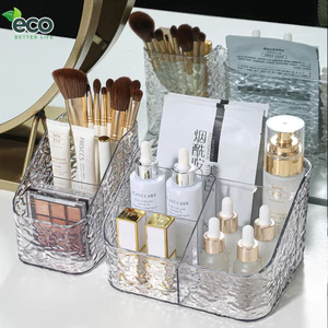Kệ Đựng Mỹ Phẩm Vân Sóng Nước – Khay Decor Bàn Trang Điểm, Nhựa Trong Suốt Cao Cấp, Tinh Tế Gọn Gàng