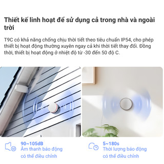 Còi Báo Động Thông Minh T9C, Báo Động Phá Hoại, Cảnh Báo Tức thời