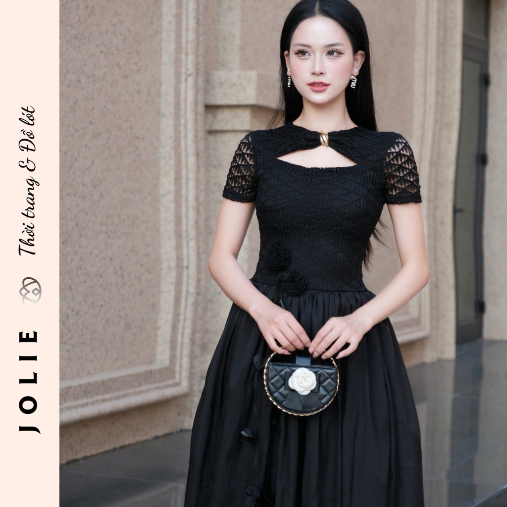 Váy Jolie Thiết Kế Ren Cao Cấp Phối Chân Voan Tơ Đính Hoa Thủ Công Sang Trọng