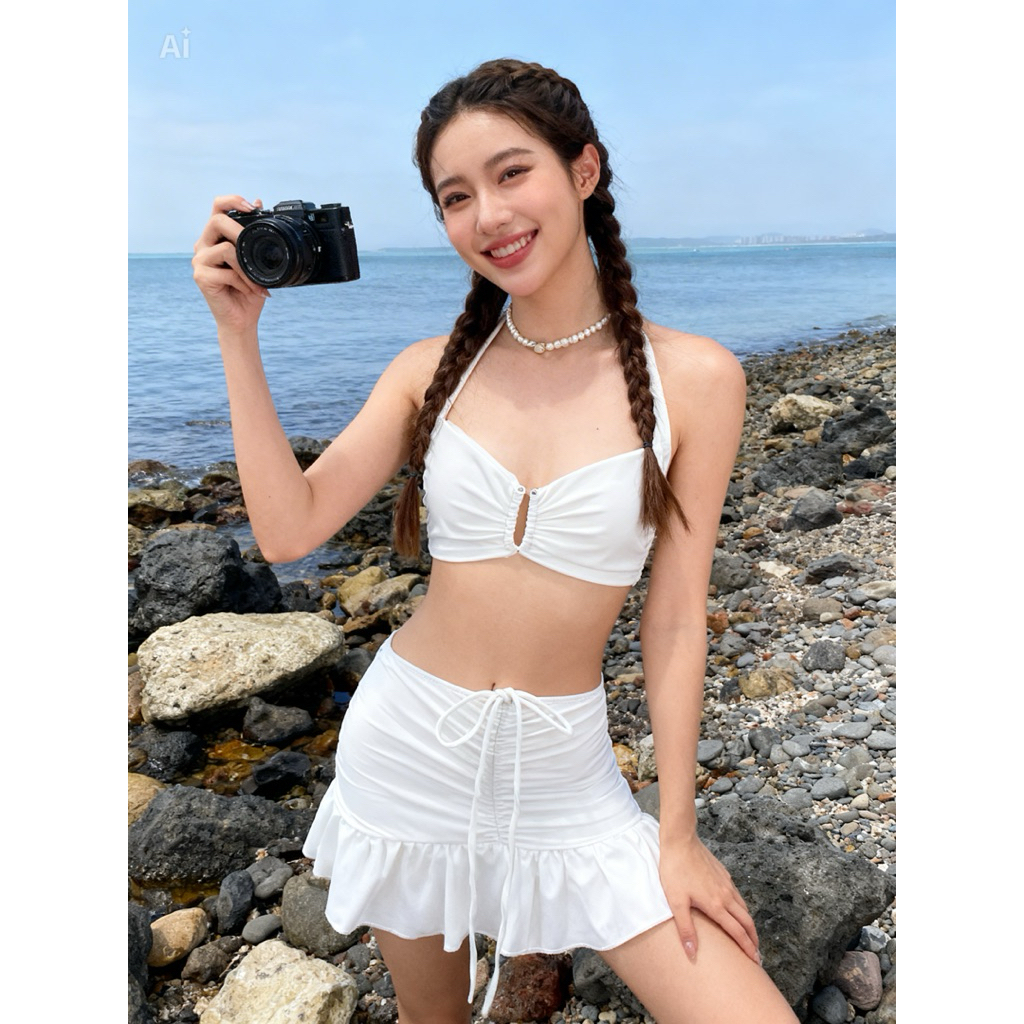 TINA-bikini set 3 mảnh khoen chữ U thời trang 4 màu