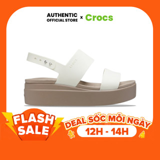| 100% 𝘾𝙝í𝙣𝙝 𝙃ã𝙣𝙜 | Dép Clog 𝙲𝚛.𝚘𝚌𝚜 Unisex Classic Brooklyn Upper Low Wedge 'Cream/Brown'