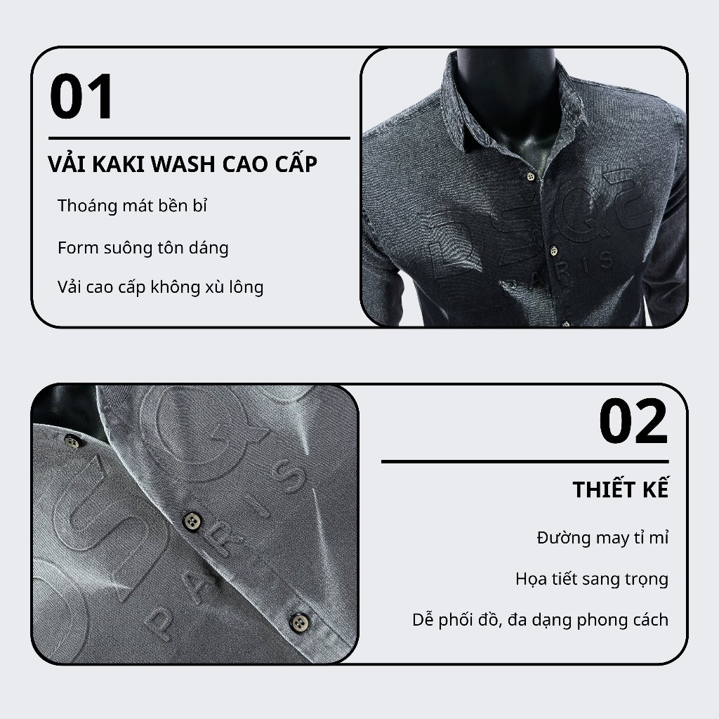 Sơ Mi Nam Vải Cotton Wash Hàn Quốc Cao Cấp Thấm Hút Mồ Hôi Sang Trọng 010