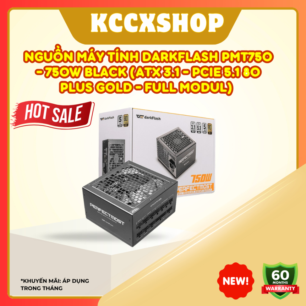 Nguồn Máy Tính Darkflash PMT750 - 750w Black (ATX 3.1 - PCIe 5.1 80 Plus Gold - Full Modul) chính hãng, bền bỉ 5 năm | BigBuy360 - bigbuy360.vn