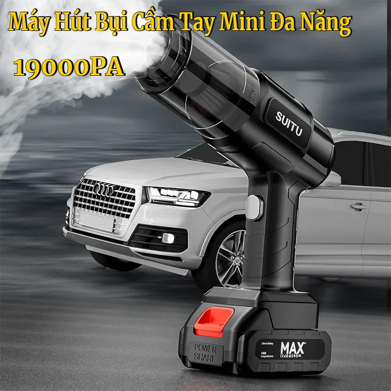 Máy Hút Bụi Cầm Tay, Công suất lớn, Lực Hút 128.000 Pa, Chân Pin phổ thông 4cm Tiện Lợi.