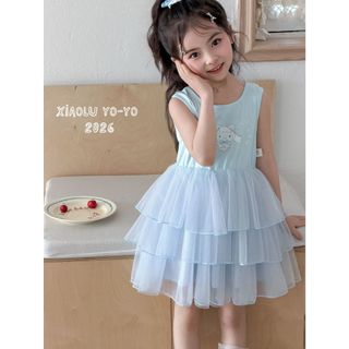 Váy công chúa bé gái 2-7 tuổi thời trang QCCC váy cotton xòe tầng mềm mại phong cách Hàn D1309