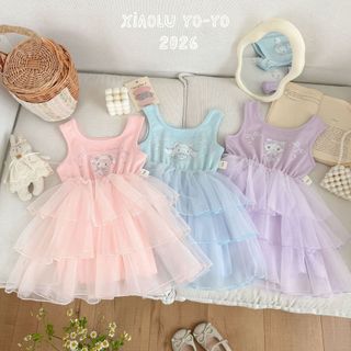 Váy công chúa bé gái 2-7 tuổi thời trang QCCC váy cotton xòe tầng mềm mại phong cách Hàn D1309