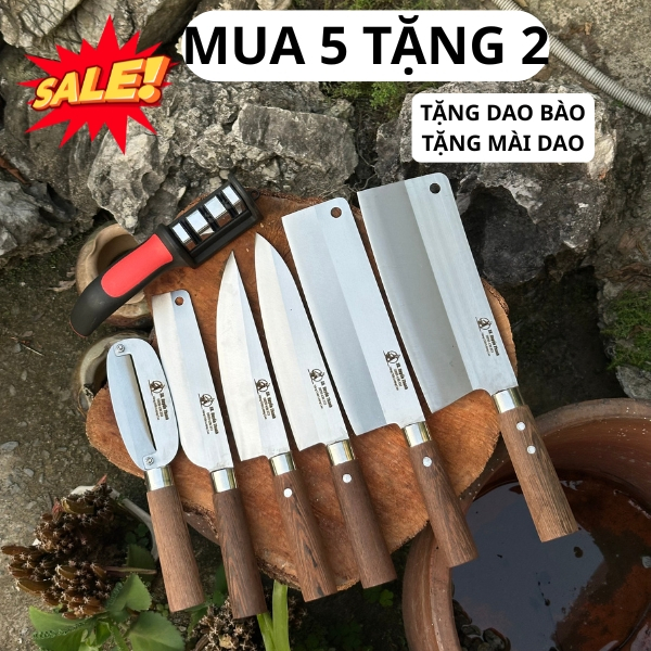 [MUA 5 TẶNG 2] Bộ 5 Dao Thép Nhật 420HC Cao Cấp Chống Han Rỉ, Độ Cứng Cao Lên Tới 58HRC, Bảo Hành 24 Tháng