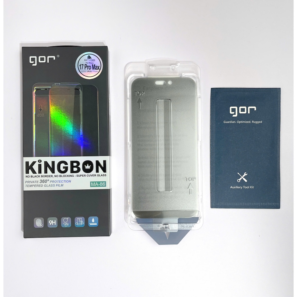 Cường Lực GOR MA86 100% Không Lẹm Viền Chống Nhìn Trộm 360° Không Viền Có Khung Chính Hãng cho iP 14/ 15/ 16/ 17 Series