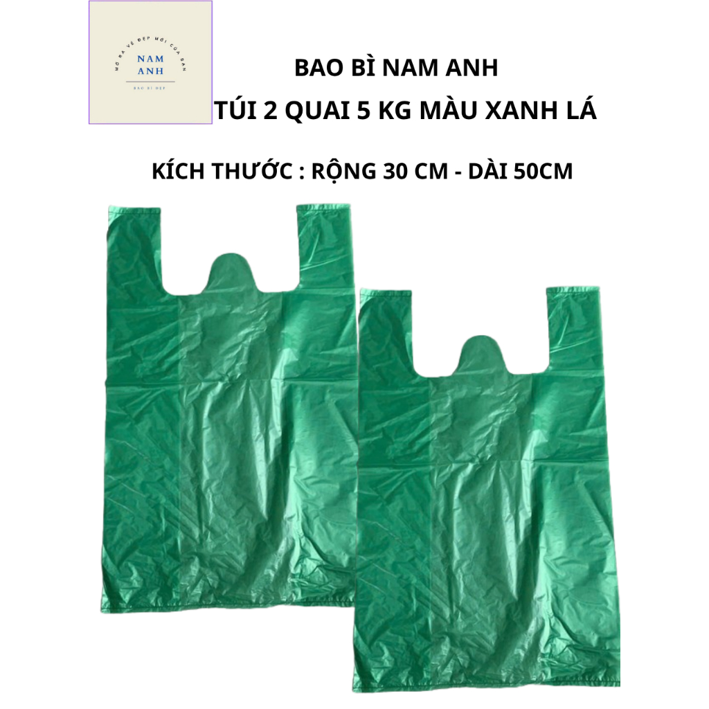 Túi 2 quai màu xanh lá cây-siêu dai-không bục-chịu lực tốt