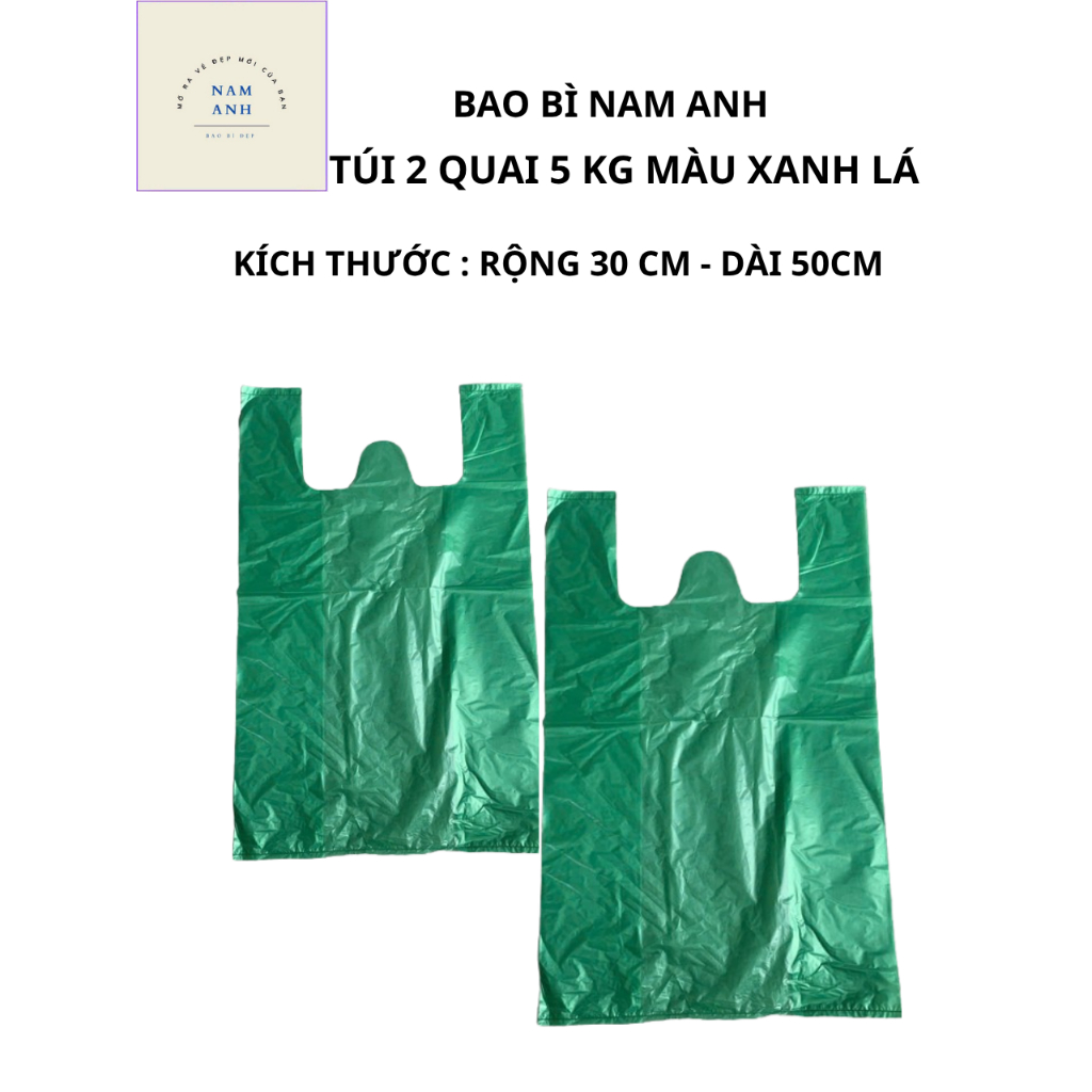 Túi 2 quai màu xanh lá cây-siêu dai-không bục-chịu lực tốt