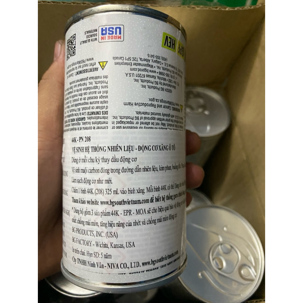 [CHÍNH HÃNG] Dung Dịch Làm Sạch Hệ Thống Nhiên Liệu BG 44K (PN 208) - Nhập Khẩu Mỹ