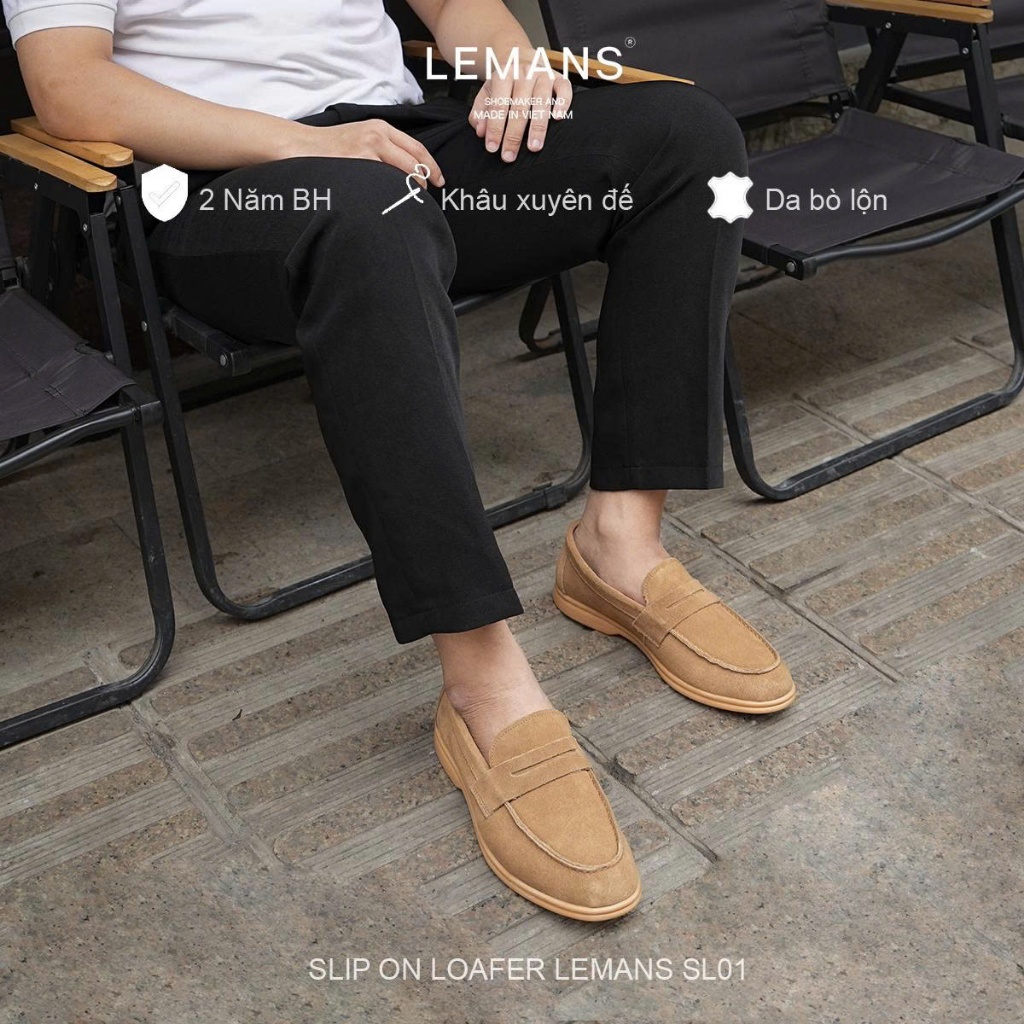 Đế giày lười Lemans SL01.3 màu trắng kem, chất liệu cao su non chống trơn trượt