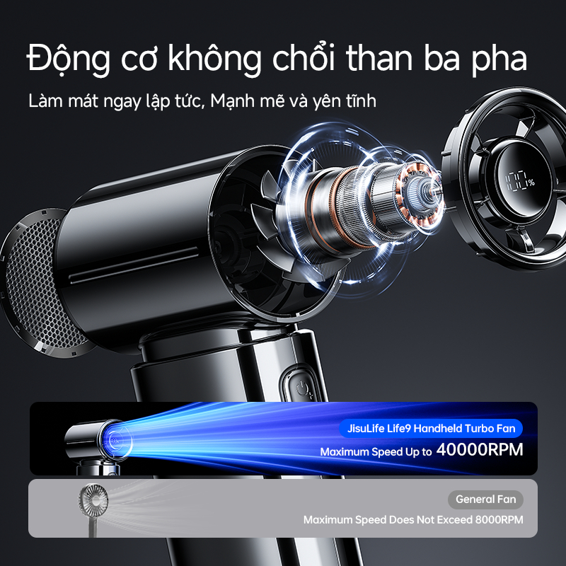 【Mới】Quạt cầm tay mạ điện JisuLife 9S mini gió mạnh pin bền nhẹ dễ mang theo dùng văn phòng du lịch ngoài trời