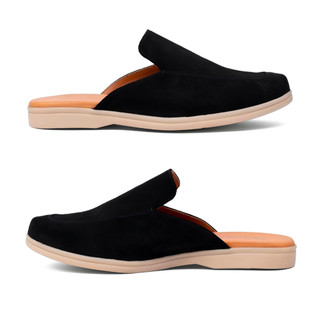 Giày sục nam da lộn cao cấp chính hãng FTTLeather, giày sục hở gót màu nâu đế cao su êm chân FC504
