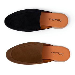 Giày sục nam da lộn cao cấp chính hãng FTTLeather, giày sục hở gót màu nâu đế cao su êm chân FC504