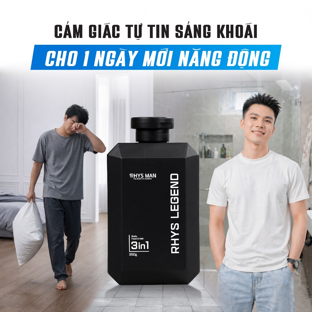 Combo Sữa tắm gội nam 3in1 350ml & Dung dịch vệ sinh nam 120ml Rhys Man - Combo Tinh Tế