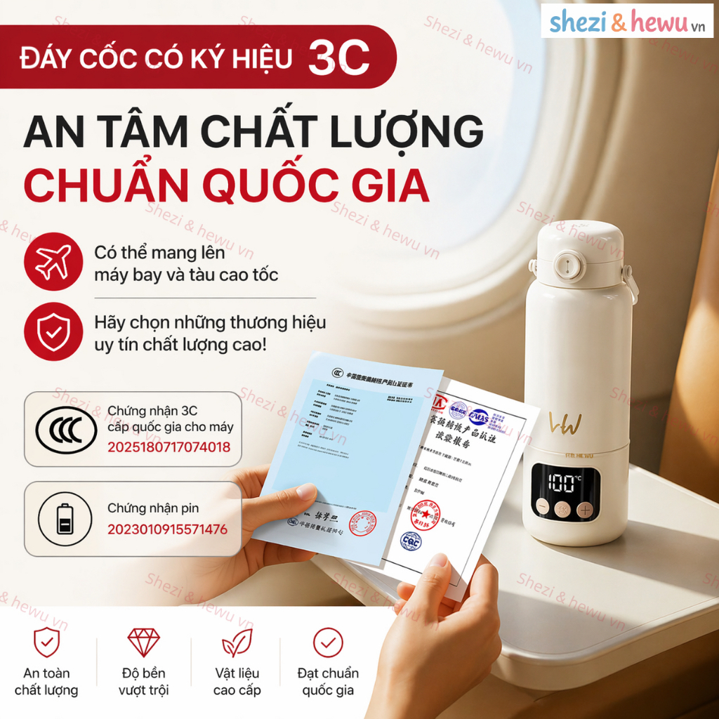 SHEZI & HEWU thế hệ mới 2025 — ấm đun nước điện đầu tiên có thể đun nóng đến 100°C ở cả hai chế độ.