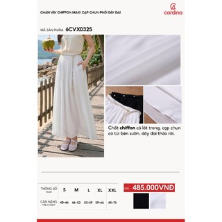 6CVX03,04  Chân váy maxi nữ CARDINA chất liệu chiffon cạp chun phối dây đai 6CVX03