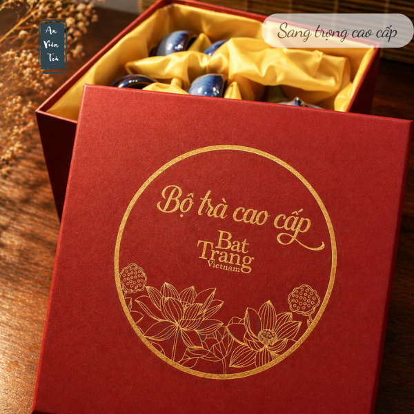 Hộp đựng ấm chén trà cao cấp, hộp si đỏ đựng ấm chén bát tràng , hộp quà biếu cao cấp , hộp quà tặng cao cấp