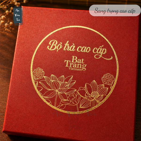 Hộp đựng ấm chén trà cao cấp, hộp si đỏ đựng ấm chén bát tràng , hộp quà biếu cao cấp , hộp quà tặng cao cấp