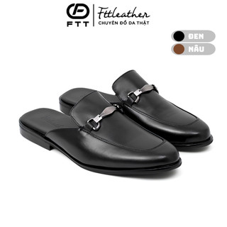 Giày sục nam da bò Horsebit loafer chính hãng FTTLeather giày lười nam hở gót thanh lịch FP502B0