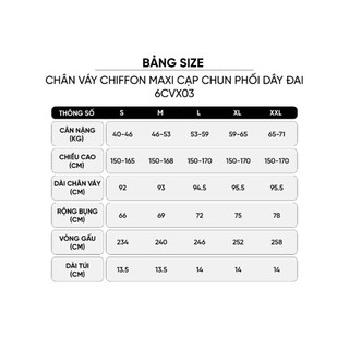 6CVX03,04  Chân váy maxi nữ CARDINA chất liệu chiffon cạp chun phối dây đai 6CVX03