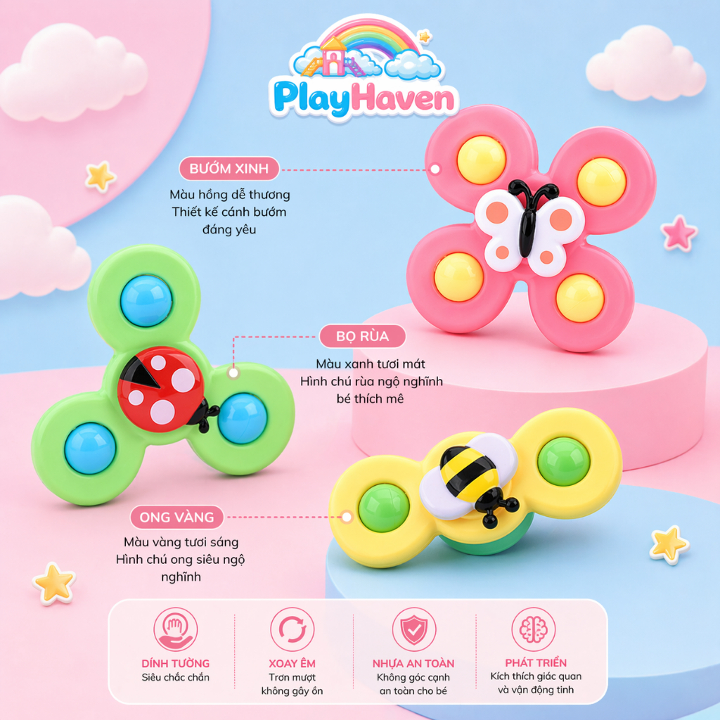 Đồ chơi chong chóng spinner dính tường quay quay cho bé vui chơi thoả thích