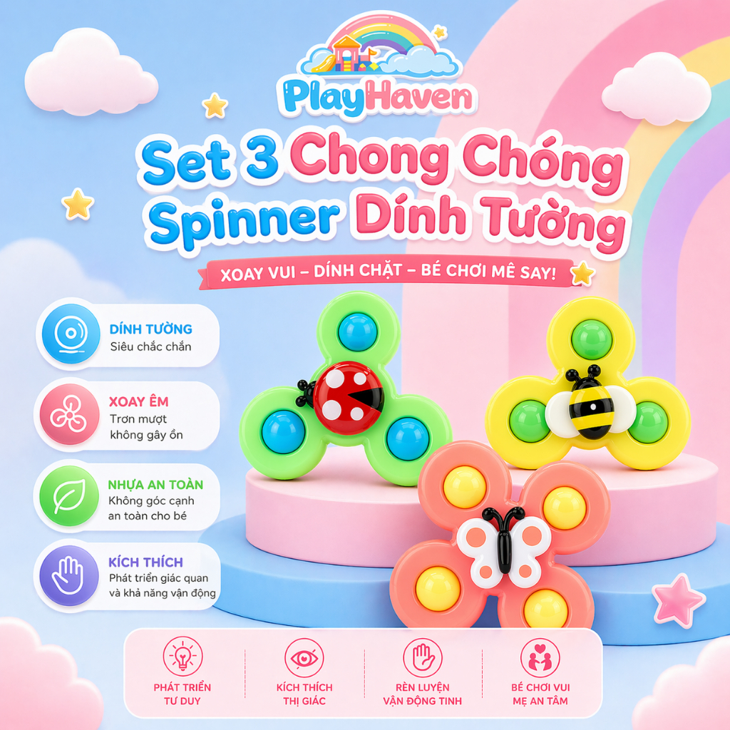 Đồ chơi chong chóng spinner dính tường quay quay cho bé vui chơi thoả thích