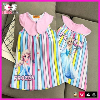 Váy Bé Gái Thun Lạnh 3D – Đồ Bé Gái Sát Nách Cổ Sen Hoạt Hình Xinh Xắn Mặc Mát Size 11-45kg