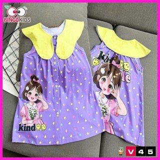 Váy Bé Gái Thun Lạnh 3D – Đồ Bé Gái Sát Nách Cổ Sen Hoạt Hình Xinh Xắn Mặc Mát Size 11-45kg