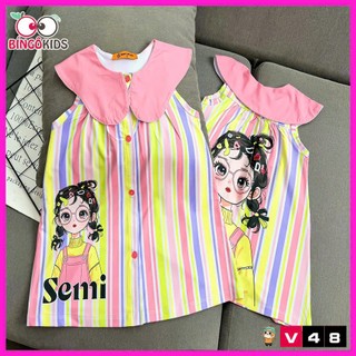 Váy Bé Gái Thun Lạnh 3D – Đồ Bé Gái Sát Nách Cổ Sen Hoạt Hình Xinh Xắn Mặc Mát Size 11-45kg