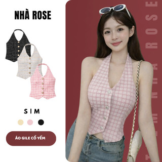 Áo Hở Lưng Sexy Kiểu Nữ Gile Cổ Yếm Sát Nách Cài Cúc Bo Eo Chất Vải Dạ WAK006