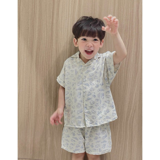 Bộ đồ mùa hè cho bé BATALA KIDS, SET QUẦN ÁO ĐŨI MÁY BAY - GẤU kiểu dễ thương Hàn Quốc cho bé traibé từ 1- 6tuổi
