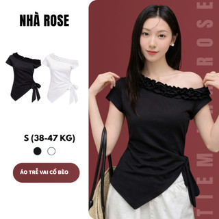 Áo Kiểu Nữ Cổ Bèo Trễ Vai Eo Dây Nơ Chất Vải Thun WAK008