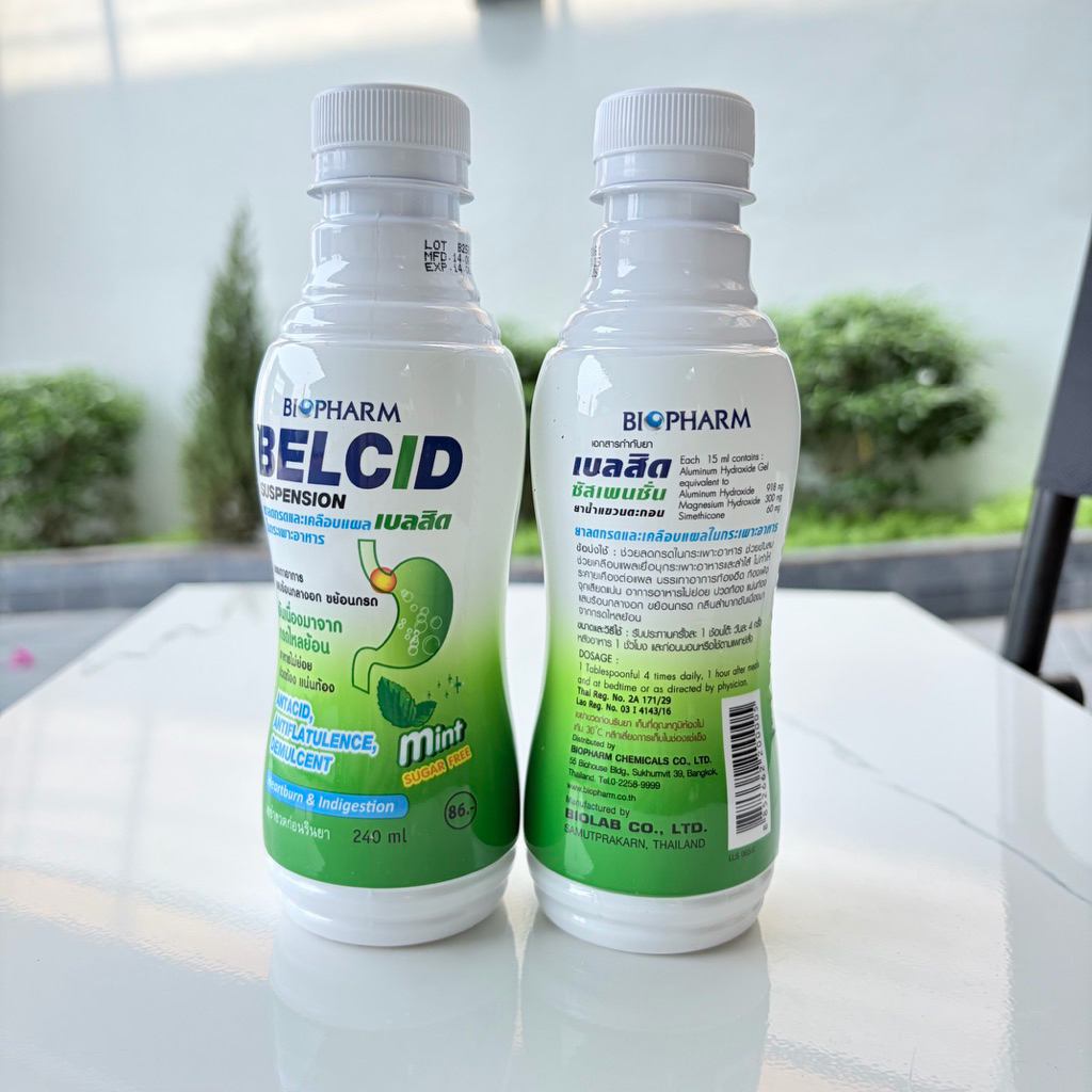 [COMBO 3 CHAI] Hỗ Trợ Giảm Trào Ngược Dạ Dày, Ợ Chua Belcid Suspension Biopharm Thái Lan 240ml - Vị Bạc Hà Không Đường