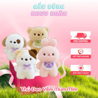 Gấu Bông Thú Đeo Yếm Mũm Mĩm, Thú Nhồi Bông Đáng Yêu Mềm Mại, Quà Tặng & Trang Trí Đáng Yêu