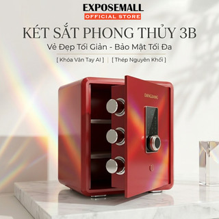 Két Sắt Vân Tay Thông Minh Đỏ Phong Thủy Hút Tài Lộc, Thiết Kế Sang Trọng Cho Gia Đình (45x38x32cm)