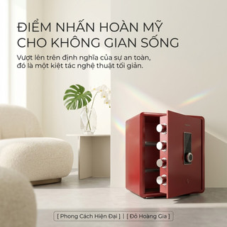 Két Sắt Vân Tay Thông Minh Đỏ Phong Thủy Hút Tài Lộc, Thiết Kế Sang Trọng Cho Gia Đình (45x38x32cm)