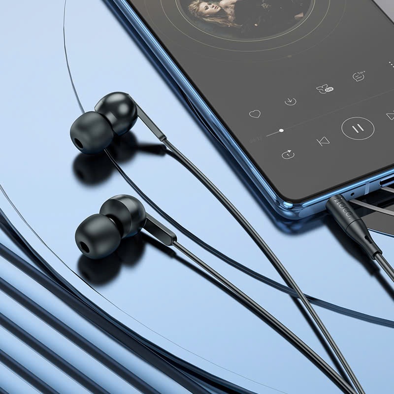 Tai nghe có dây HOCO tích hợp mic chống ồn và thiết kế giắc 3.5mm, mút đệm chống đau tai, dây dài 1.2m