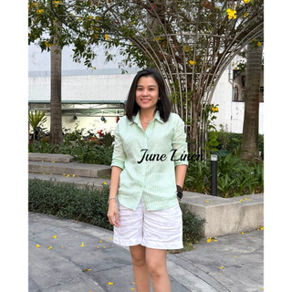 Áo sơ mi nữ 100% LINEN, kẻ sọc - JUNE LINEN #A04HT