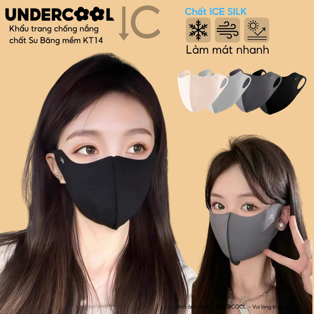 Khẩu Trang Vải Chống Nắng UNDERCOOL Chất Su Băng Ice Silk Làm Mát Nhanh, Chống Tia UV, Bảo Vệ Khóe Mắt Nam Nữ KT14