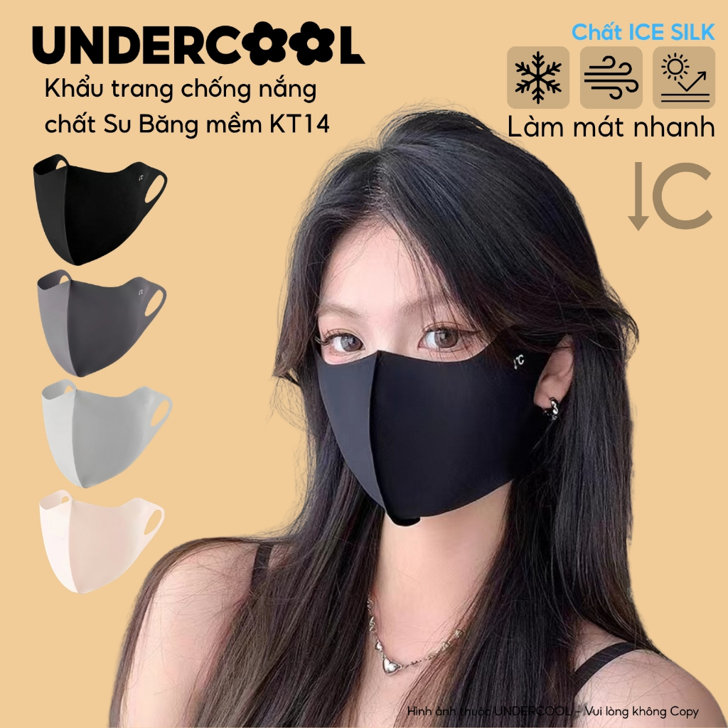 Khẩu Trang Vải Chống Nắng UNDERCOOL Chất Su Băng Ice Silk Làm Mát Nhanh, Chống Tia UV, Bảo Vệ Khóe Mắt Nam Nữ KT14