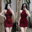 Đầm YẾM NHÚM XẾP LY yếm đổ nhúm ôm ngắn chất ladong Xuân Mai Shop